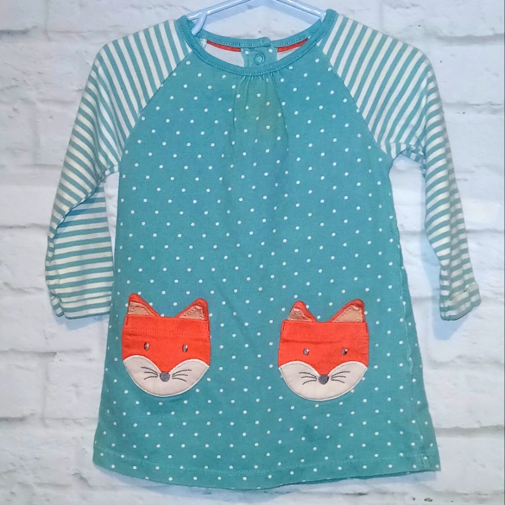 Baby Boden Fox Pocket Dress, Size 6-9 Months